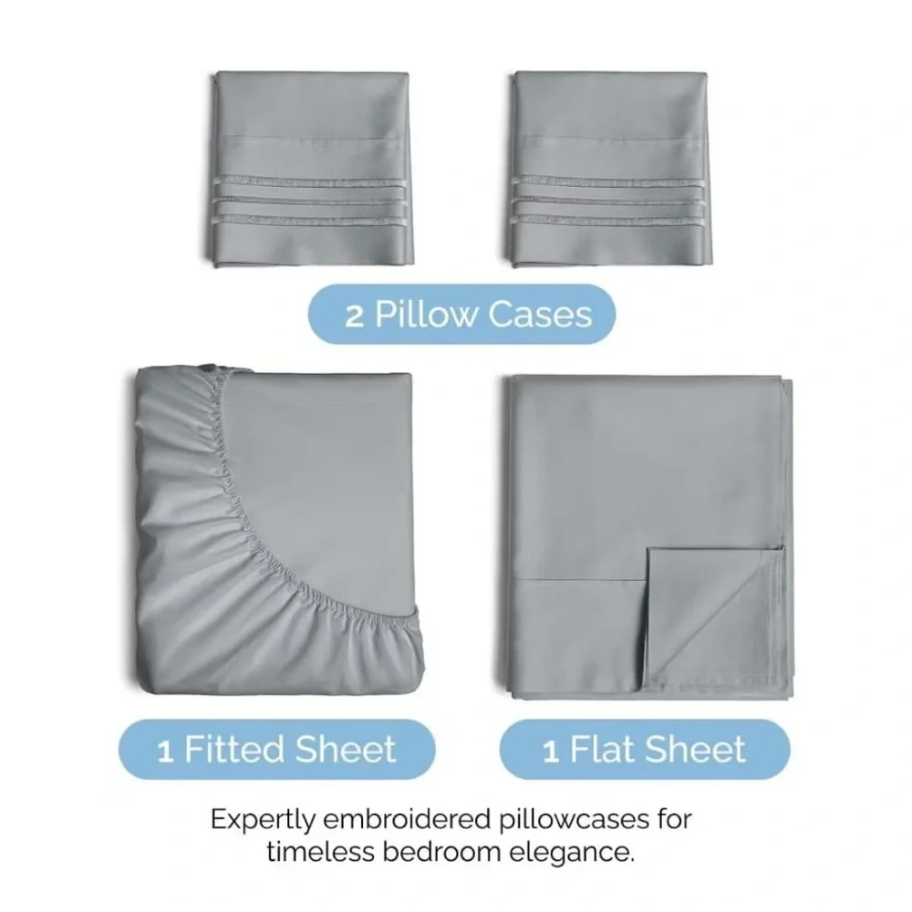 Soft 4 Piece Full Bed Sheet Set Deep Pocket For 8